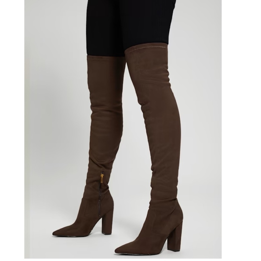 NEW GUESS Abetter Faux-Suede Over-the-Knee Boots Chlorate Brown 9.5